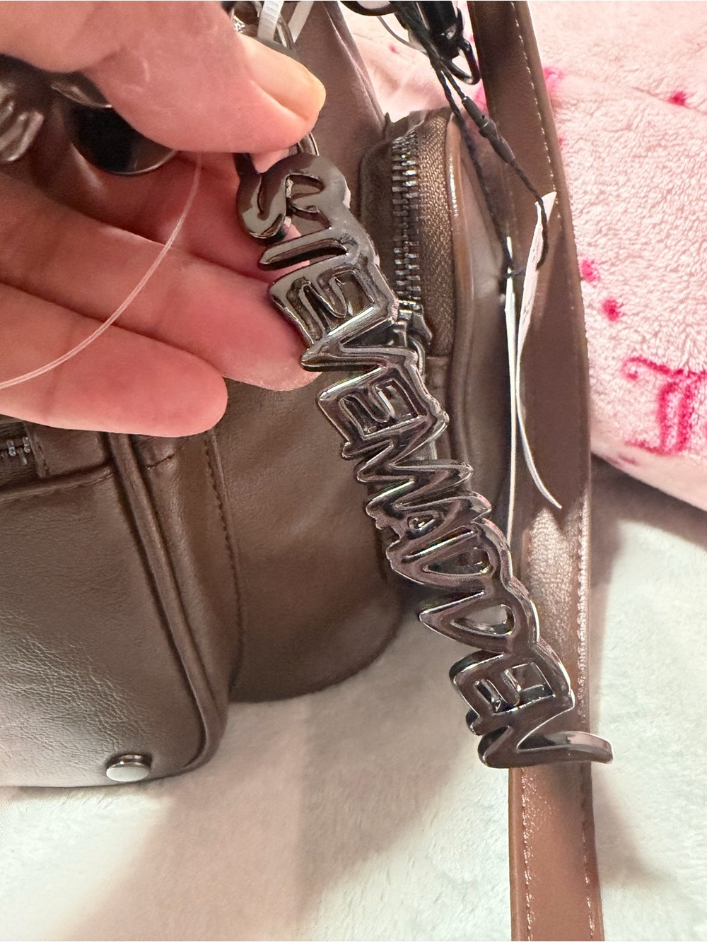 Steve Madden BKOLT Viral Chocolate Brown Leather Shoulder Satchel/Crossbody Bag - Picture 3 of 11